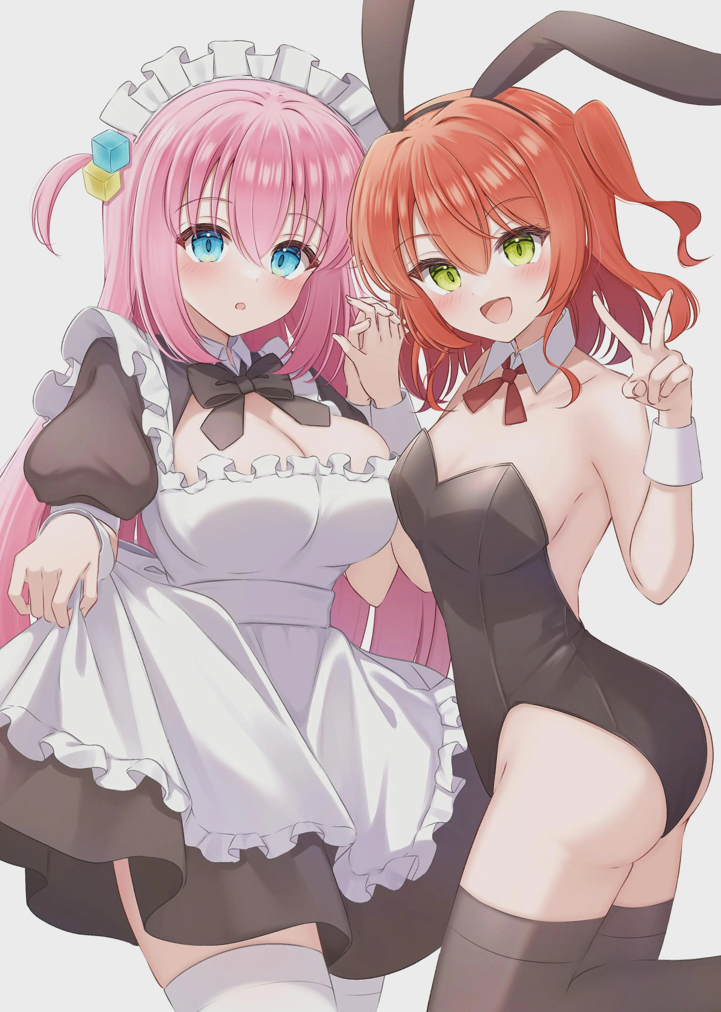 Maid Bocchi and bunny girl Kita