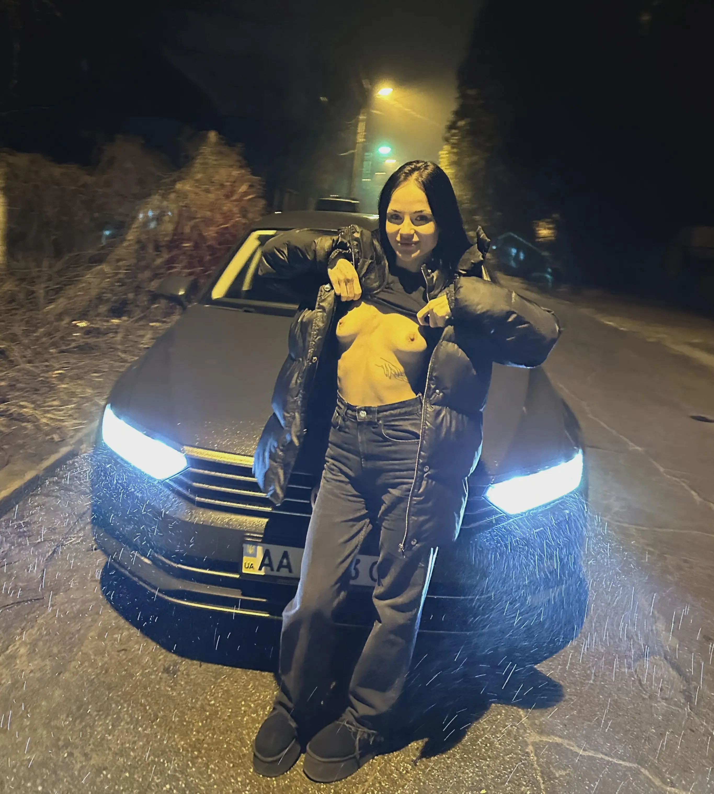 There are four headlights in the photo