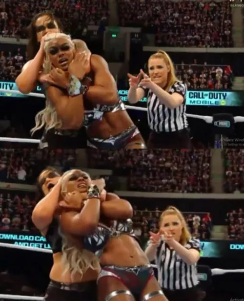 Apparently Shayna Baszler got so offended by Jade Cargill implying that Shayna needed to learn some moves, she put Jade in a tight Kirifuda Clutch during their match at Clash at the Castle. Jade was about to pass out! She even tapped out even though that