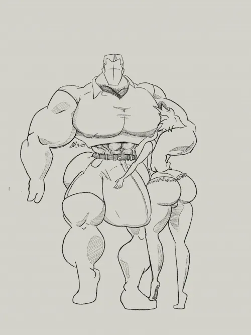 Hyper-Daddy smothering his boytoy [oc]