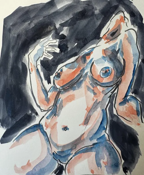 In the shadows, watercolor