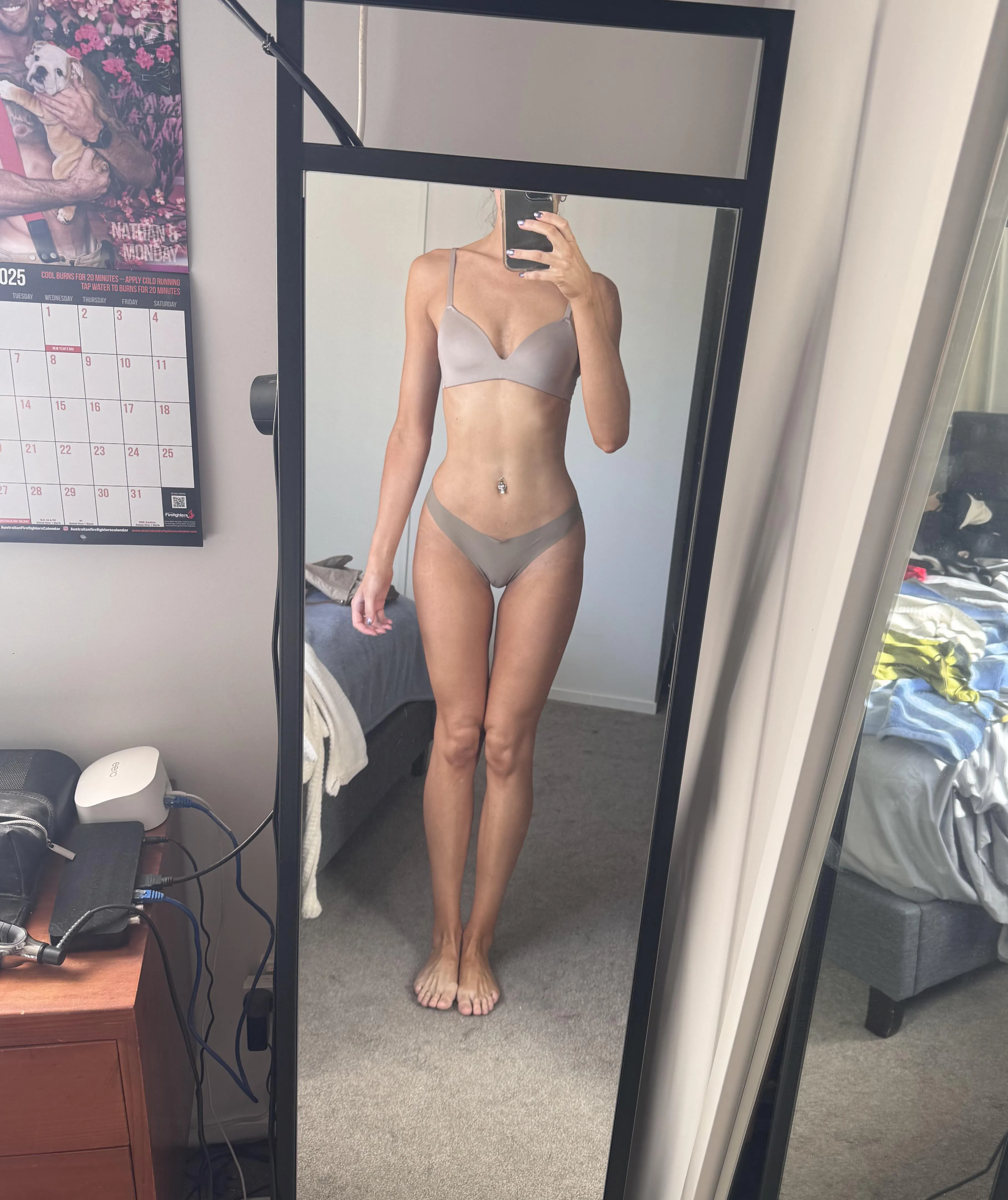 I think you could fit your fingers in that thigh gap pretty nicely