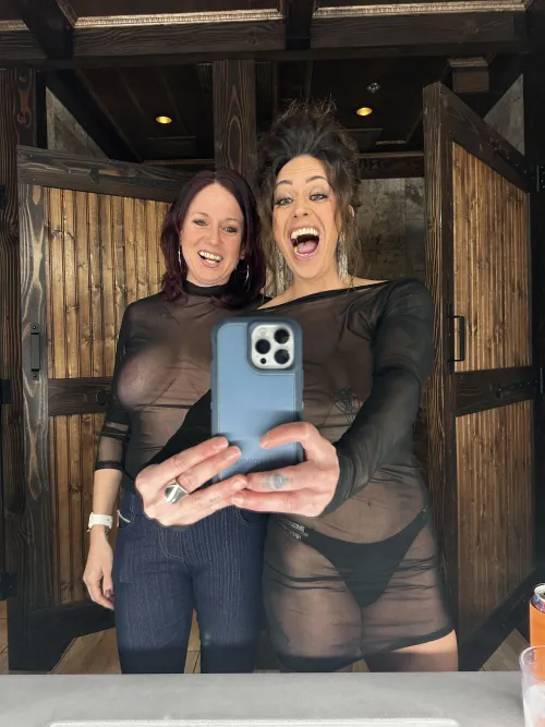 Me and my girlfriend, I think see thru looks good on us