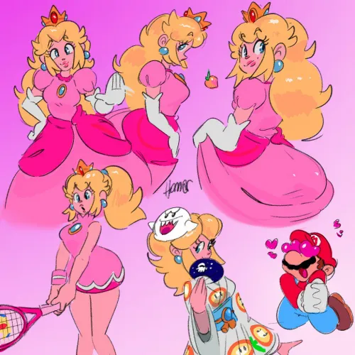 Peachy sketches ft. Mario (Evil Homar)