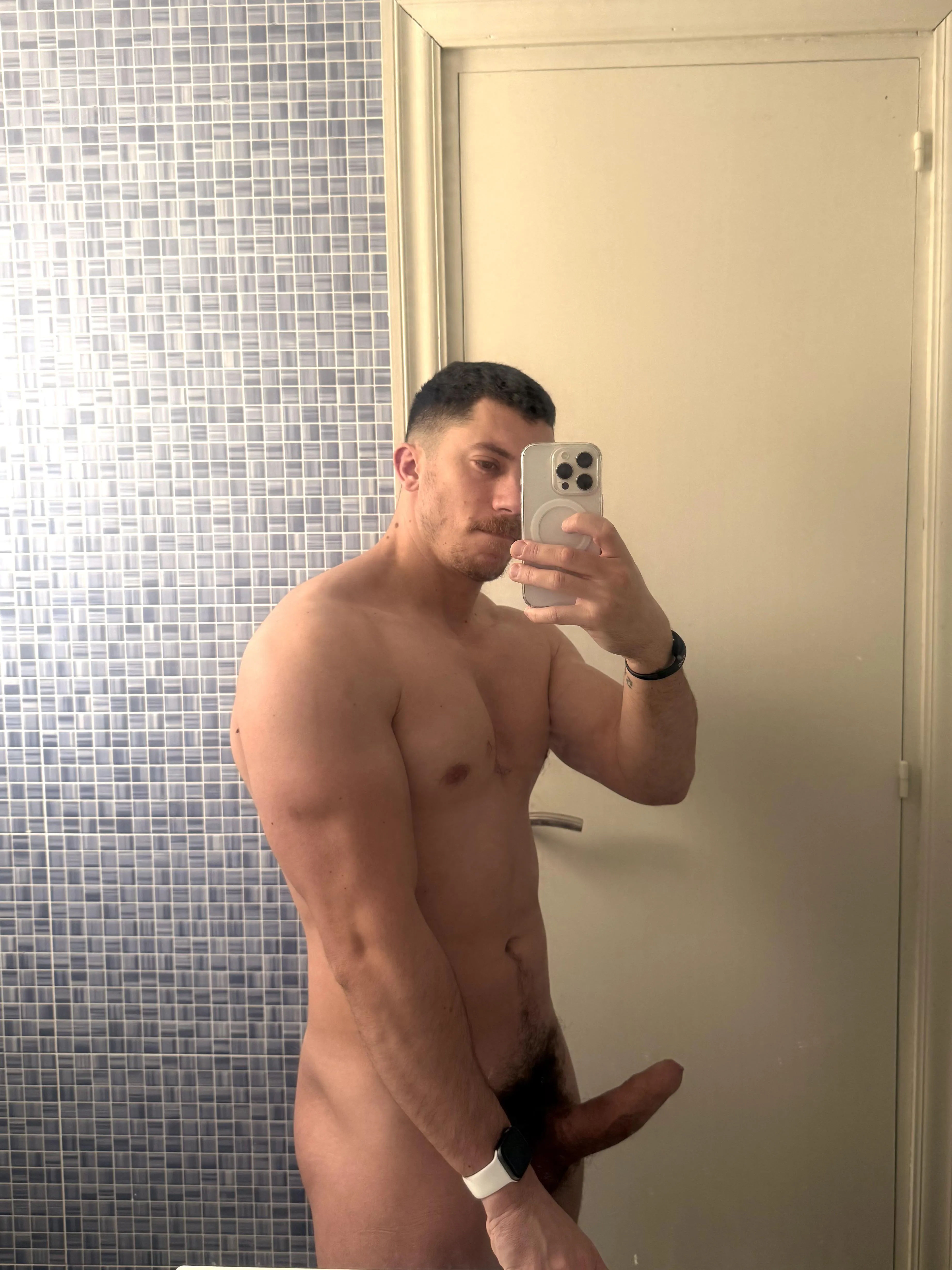 Really hard after hitting the gym…