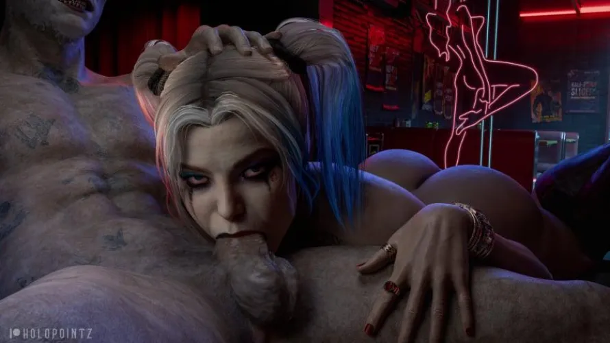 [Holopointz] (D.C. Suicide Squad) Harley Quinn sucks Joker's cock. All characters are adults