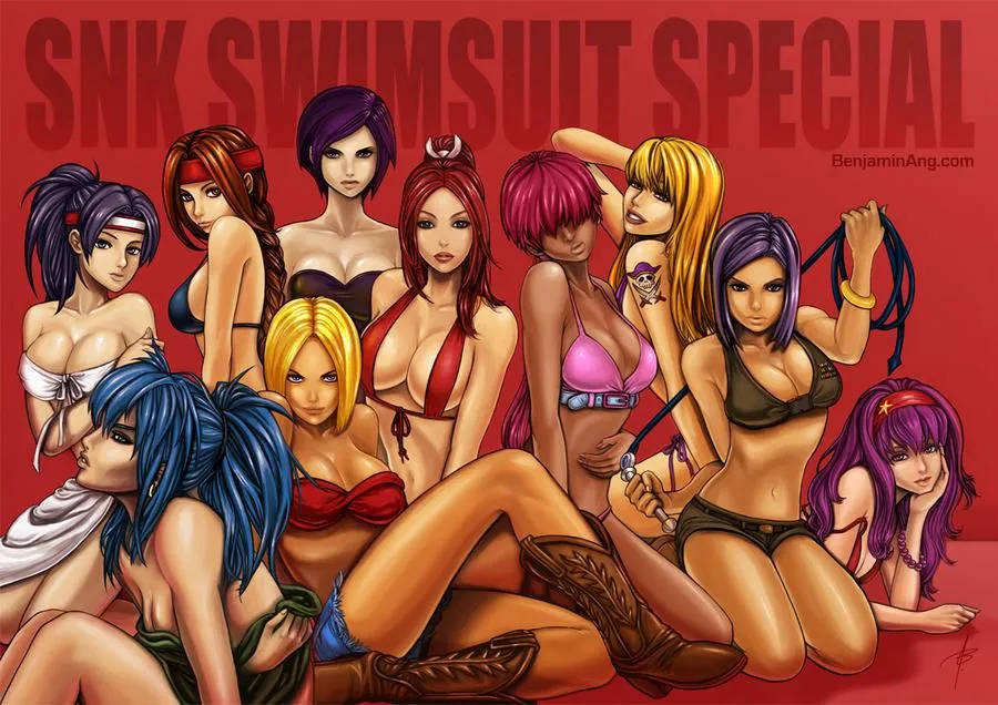 Kasumi, Leona, Yuri, Blue Mary, Elisabeth, Mai, Shermie, B Jenet, Whip and Athena SNK Swimsuit Special (BenjaminAng)