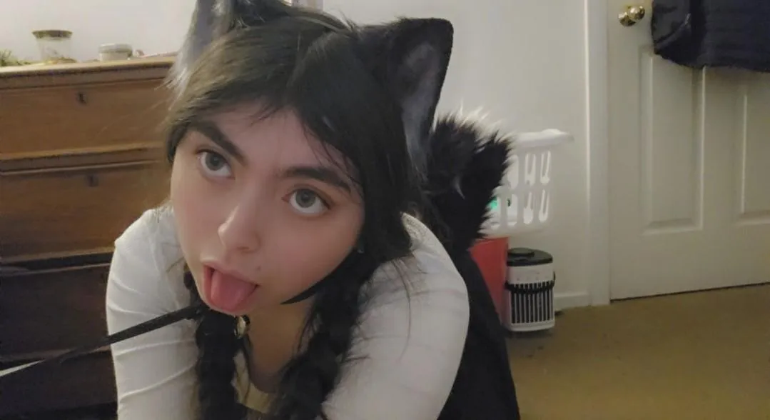 Needy kitty with her tongue out for you :3