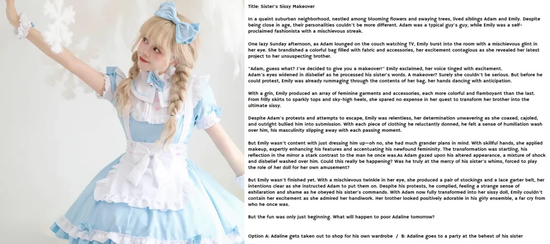 Sister's Sissy Makeover Part 1 (Caption by WistfulWonders)