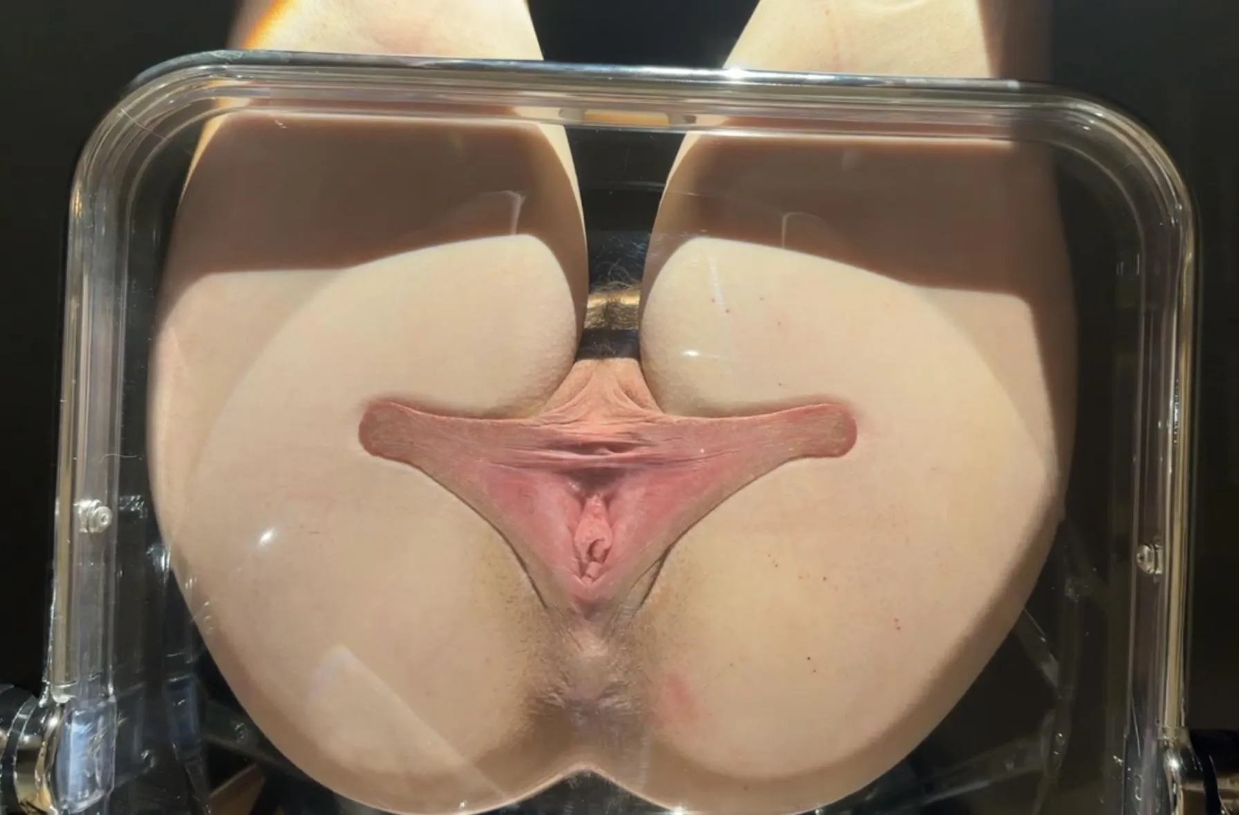 7.5 inches of labia on a clear chair