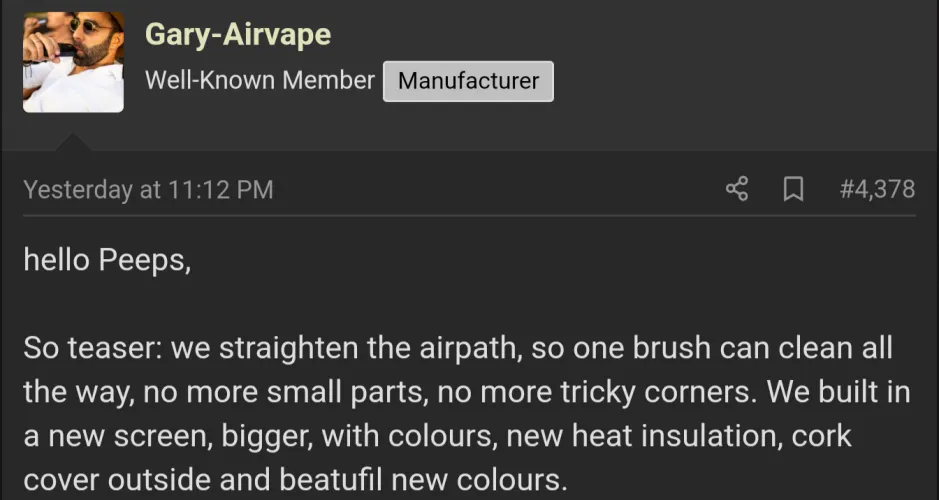 Gary from Airvape shared a teaser of the upgrades for the next Airvape device, the Legacy Pro 2. He said it'll be out on 4/20.
