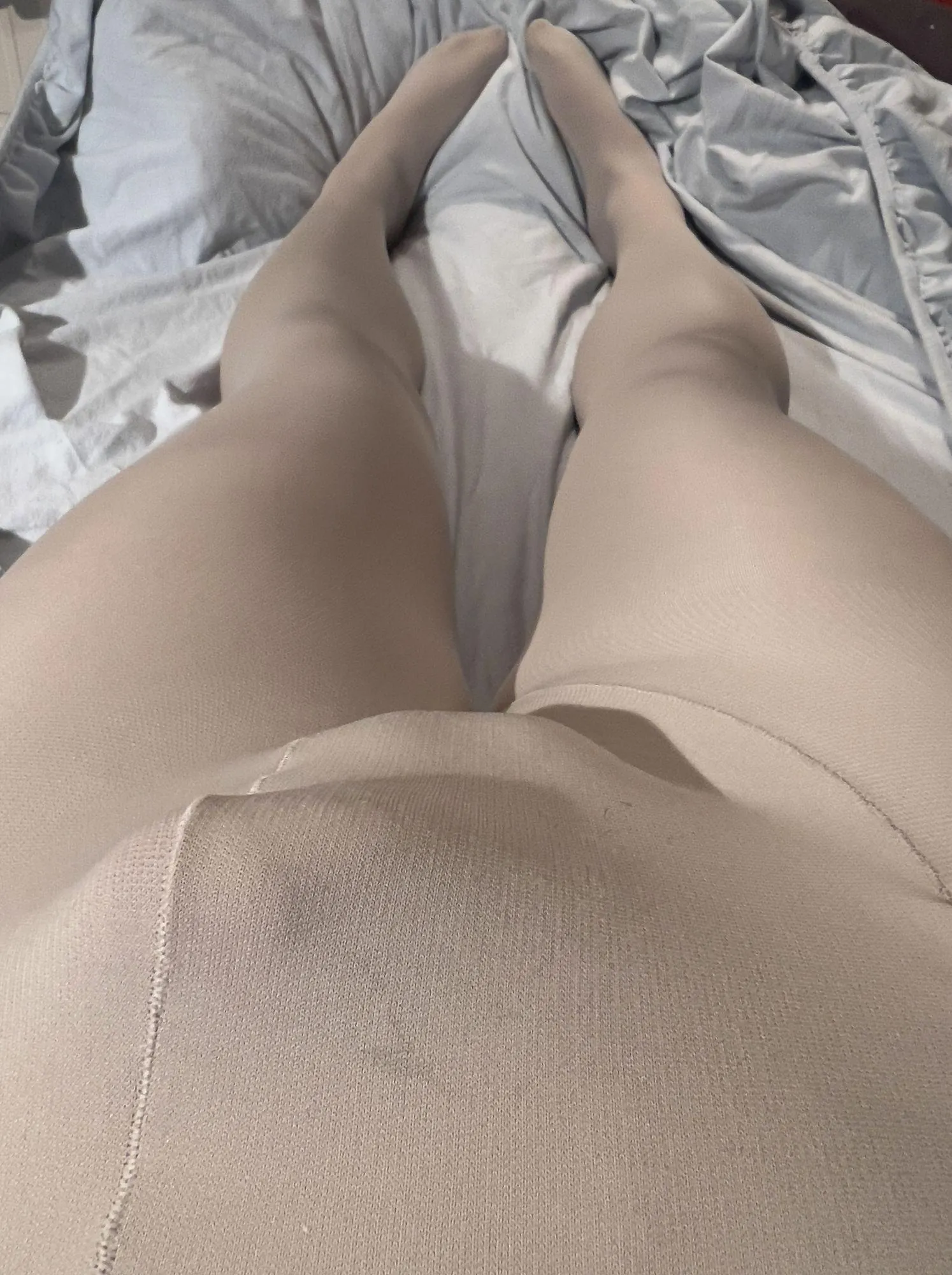 My nylon bulge in layered in nude hose