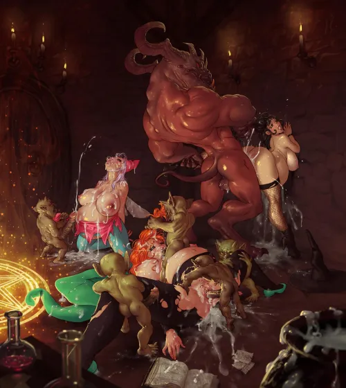 Slutty witches summoned horny demons by mistake (Joixxx)