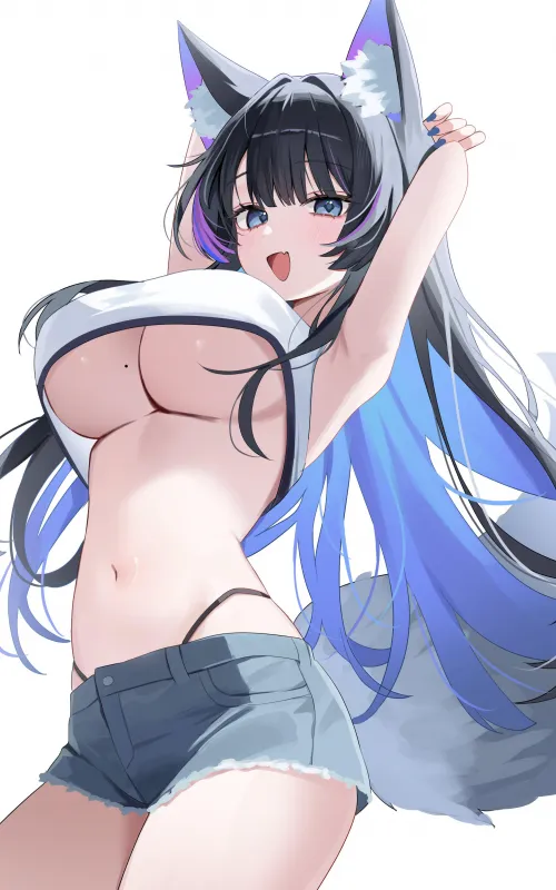 Foxgirl showing off her underboob