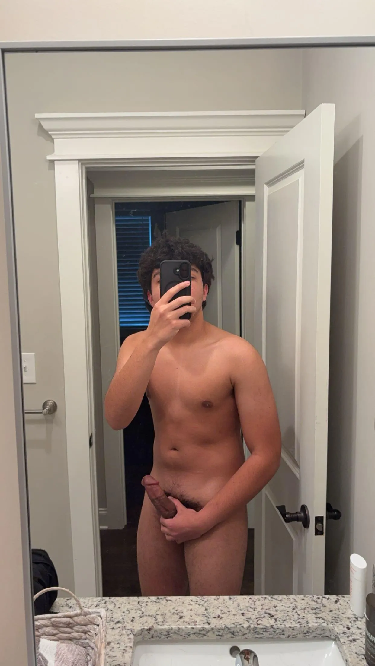 Just me walking around the house while stroking my long hard cock