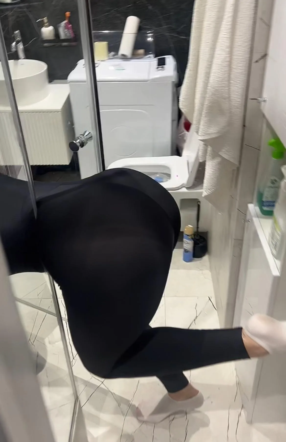 She got stuck in the shower