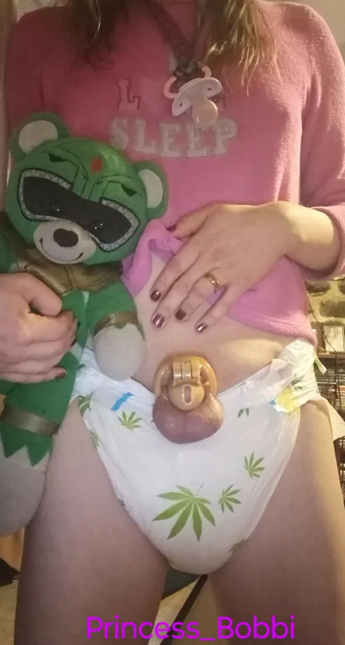 Good morning! Baby girls tiny little two inch baby bits wanted to pop out of her wet diaper home to say 