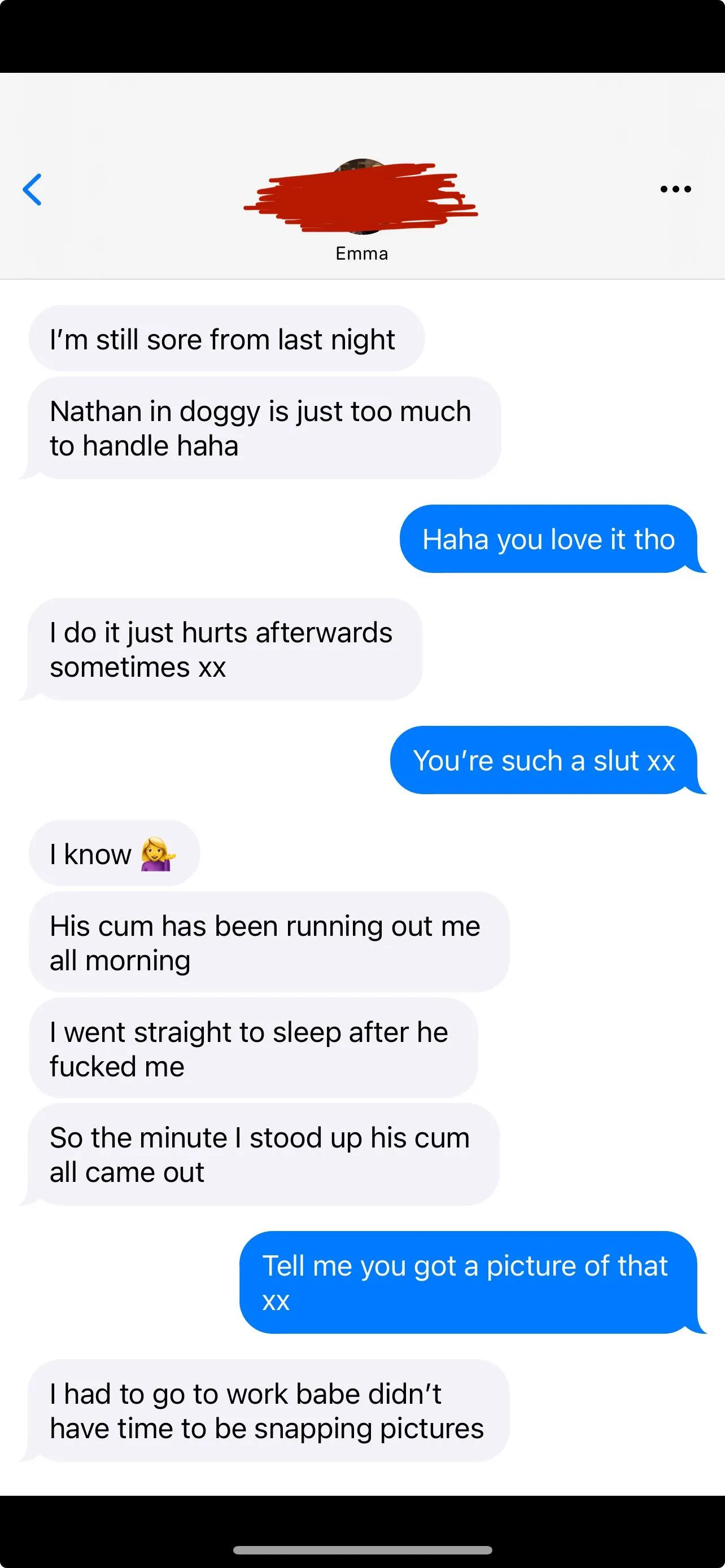 His cum is still running out of her the day after