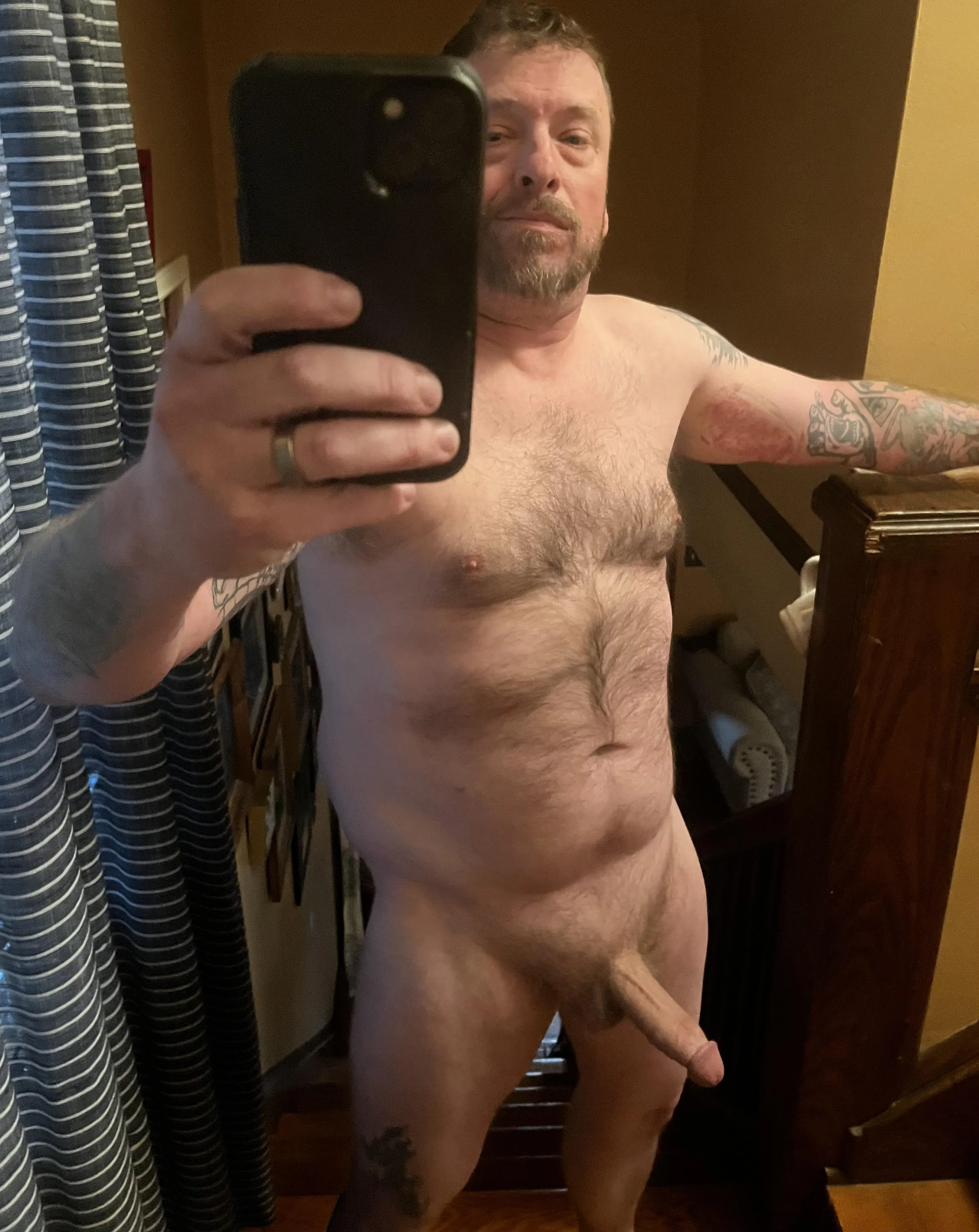 [48] Naked Daddy on the stairs. In my defense, I was left unsupervised.