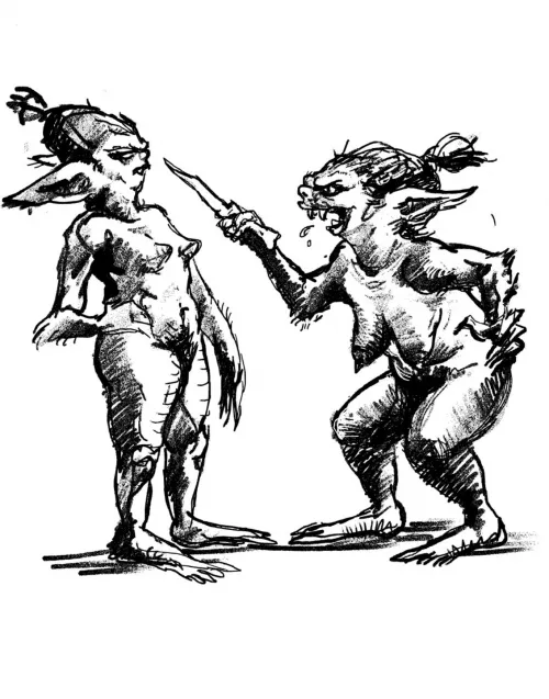 Couple of Goblins Having a Spat, drawing by me