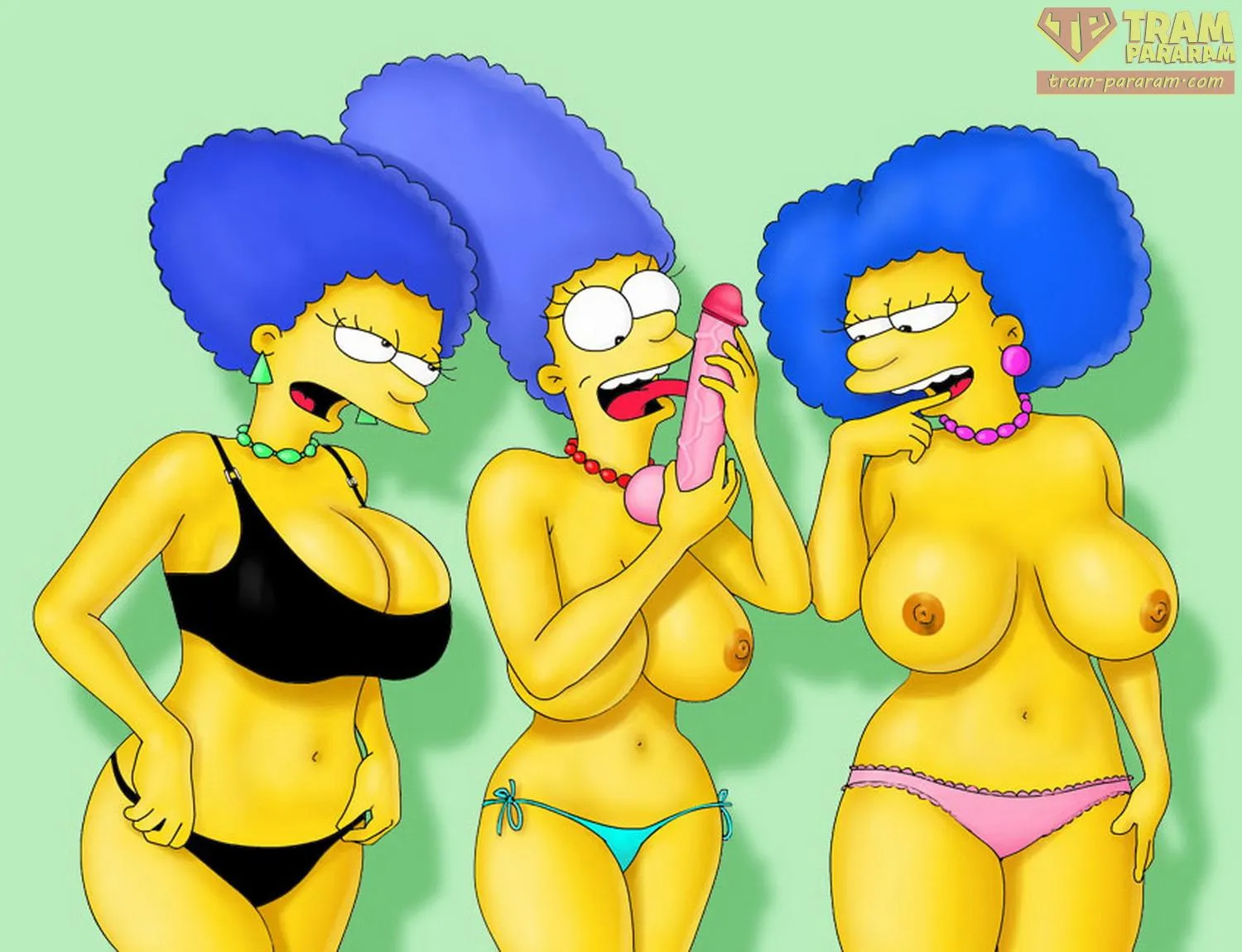 Marge sucks her sisters' dildo