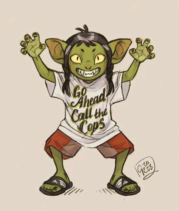 Nettle the Goblin scare pose by c-rowlesdraws