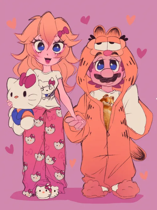 Cat fan Peach and Mario (pocket_catyay)