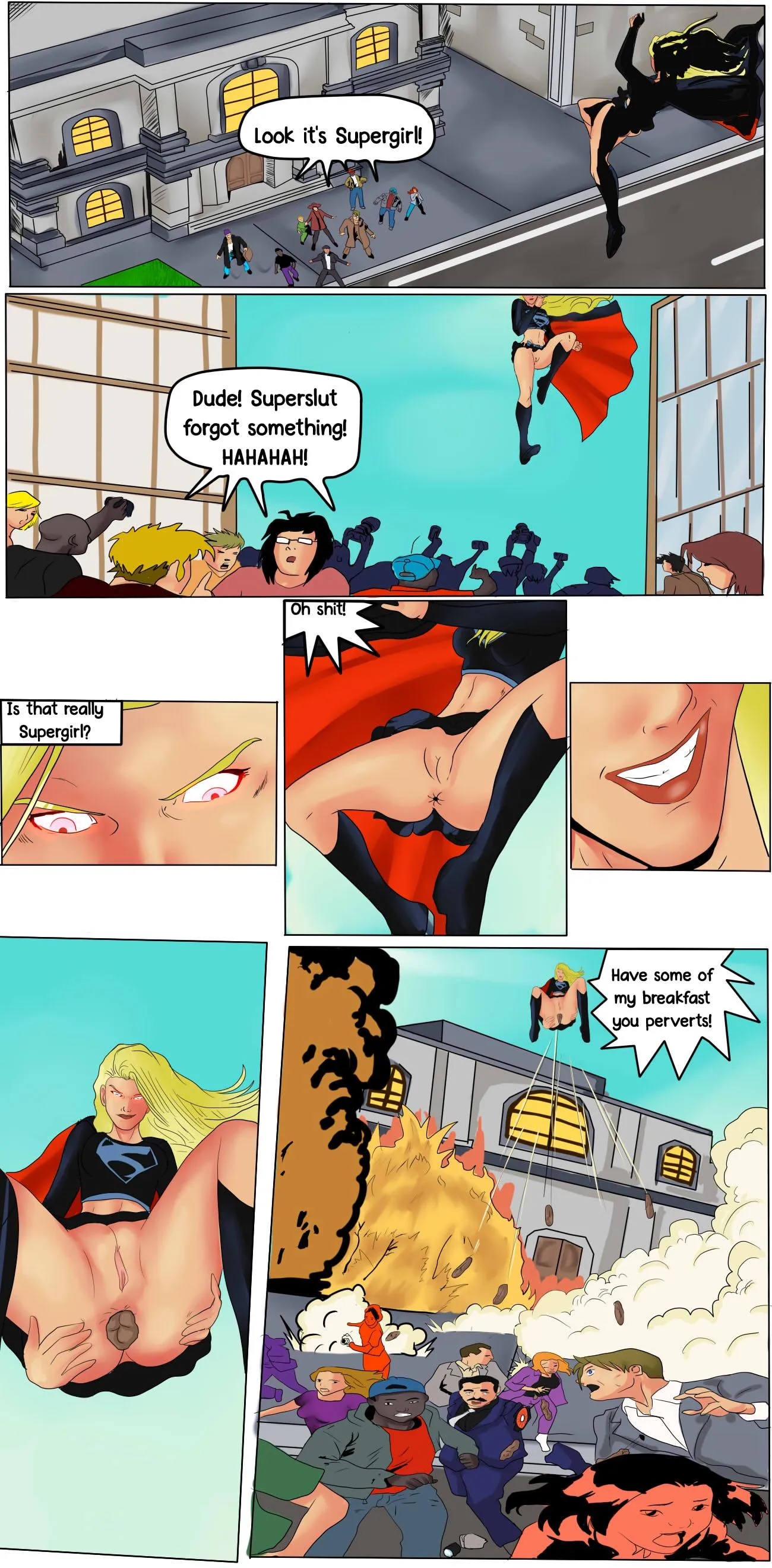 Evil Supergirl bombs