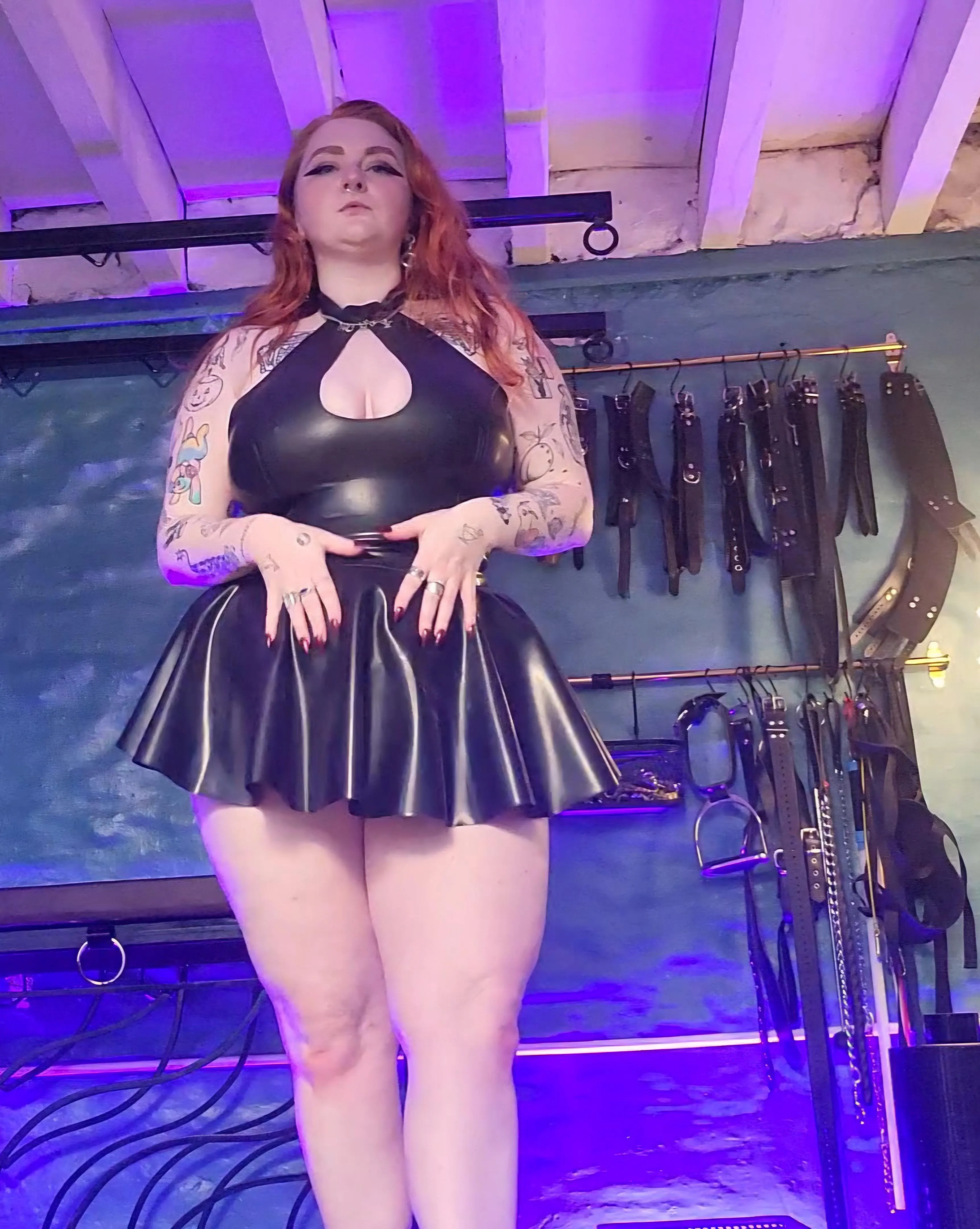 Kneeling, with me looking down at you. Your favourite place to be.