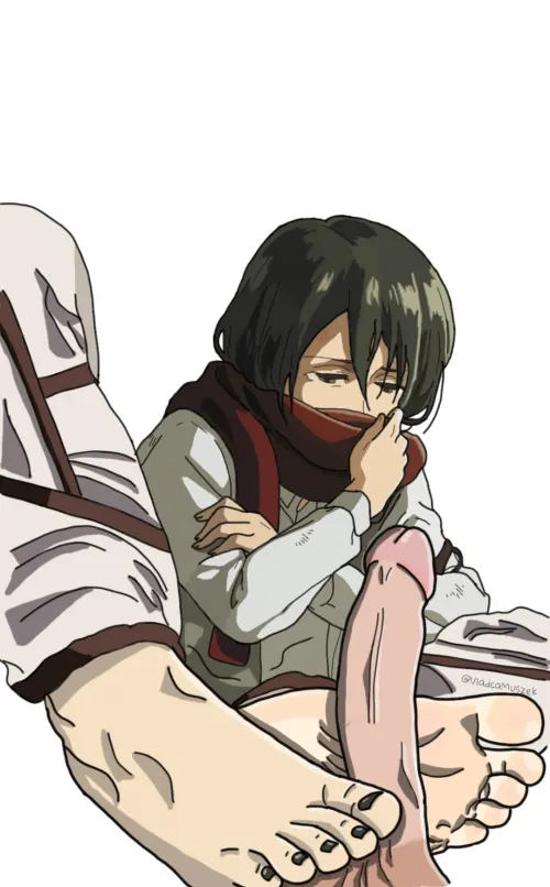Mikasa doing footjob