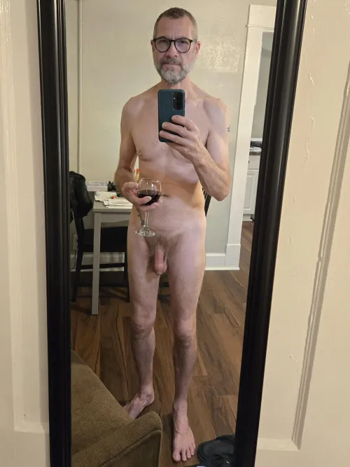 My favorite part of the day... when I get home from work and get naked with a glass of wine!