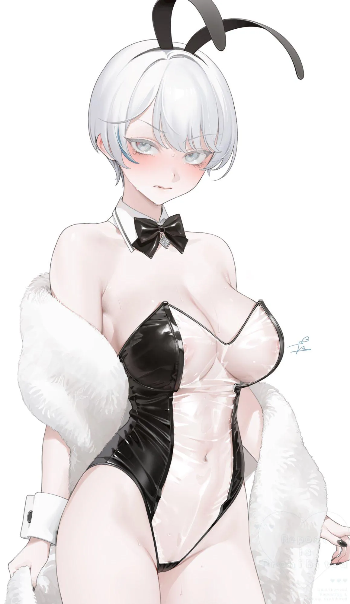 Translucent Bunnysuit White-Haired Girl [Ohisashiburi's Original]
