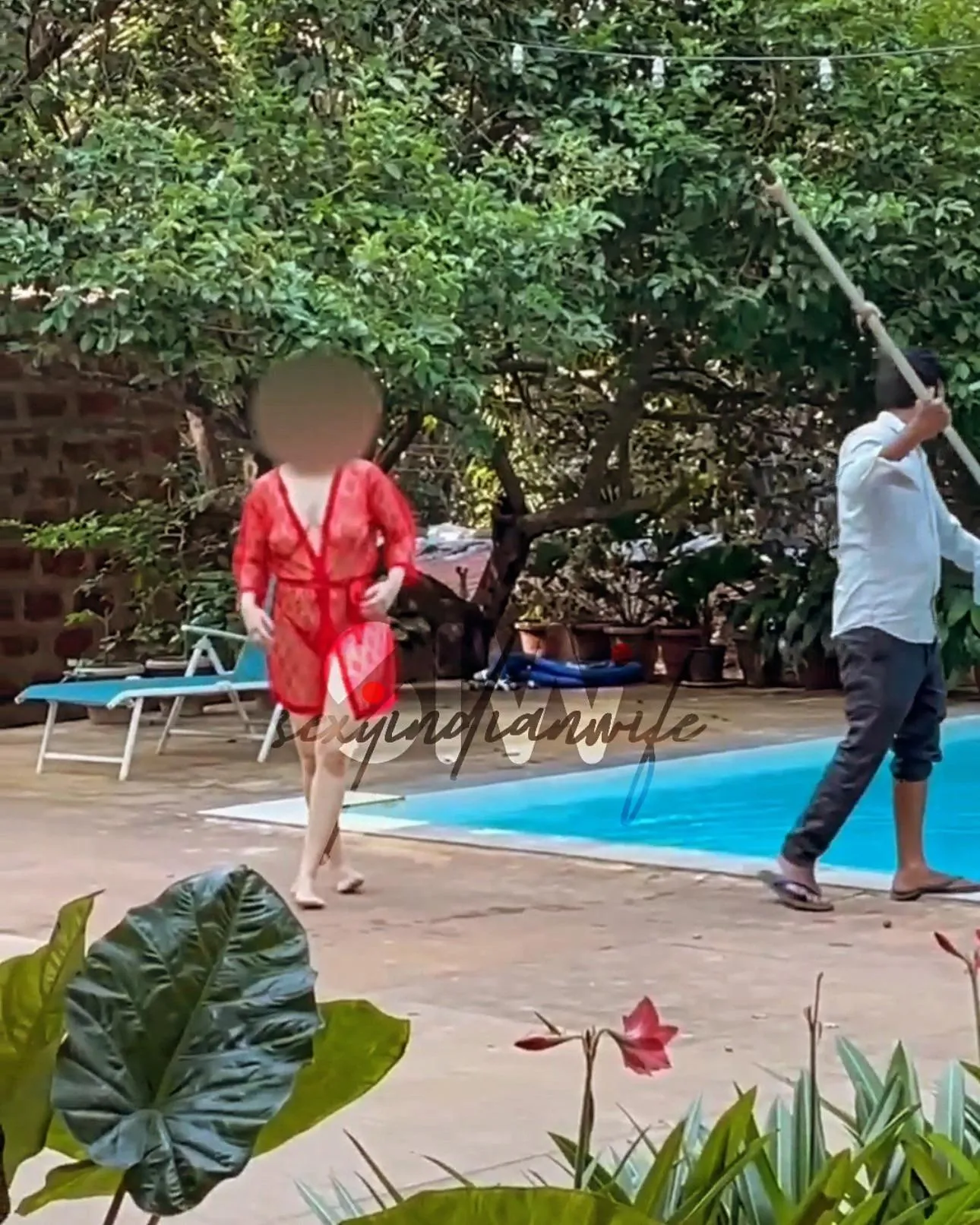 A very interesting conversation over cleaning the pool