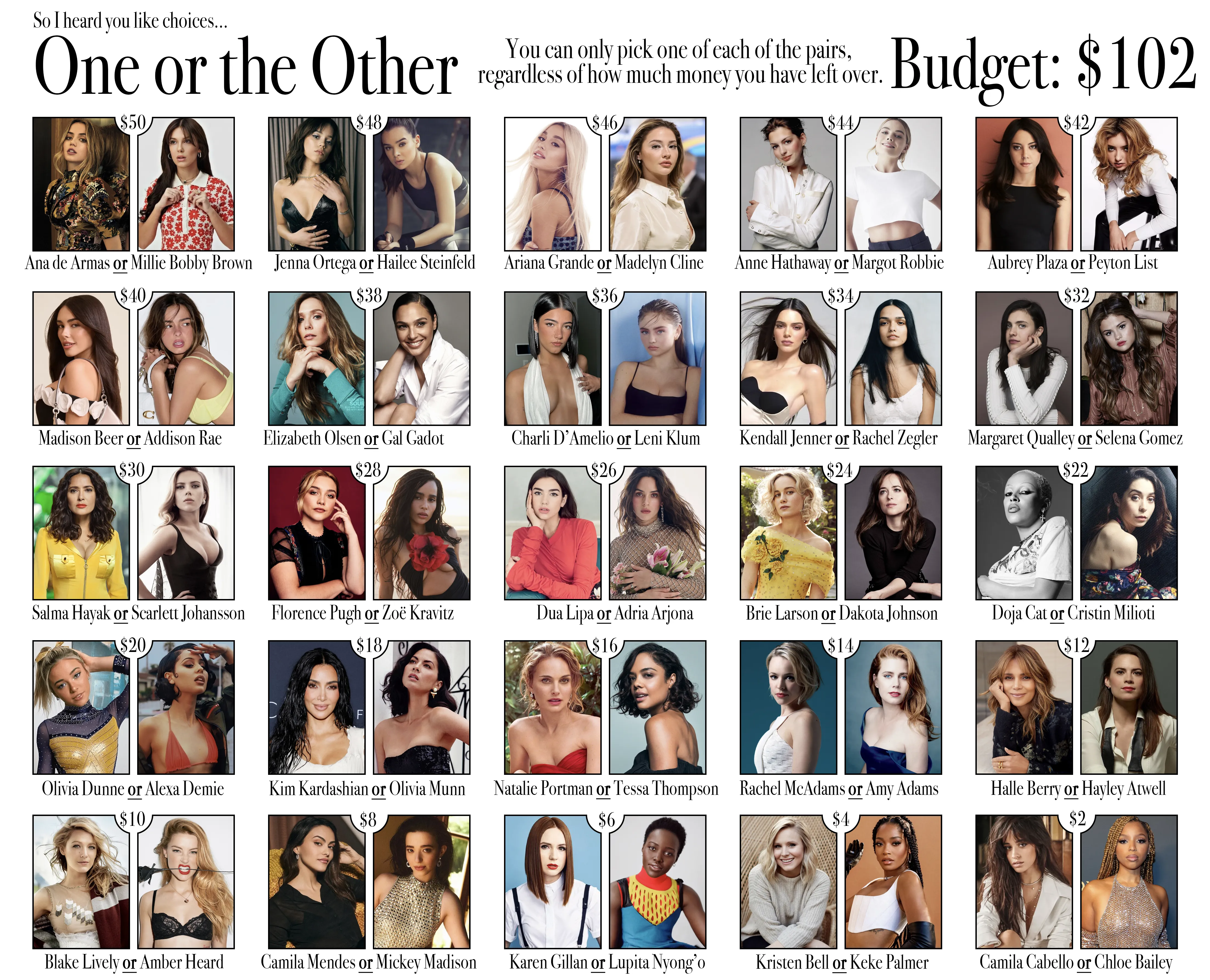 One or the Other - Budget: $102