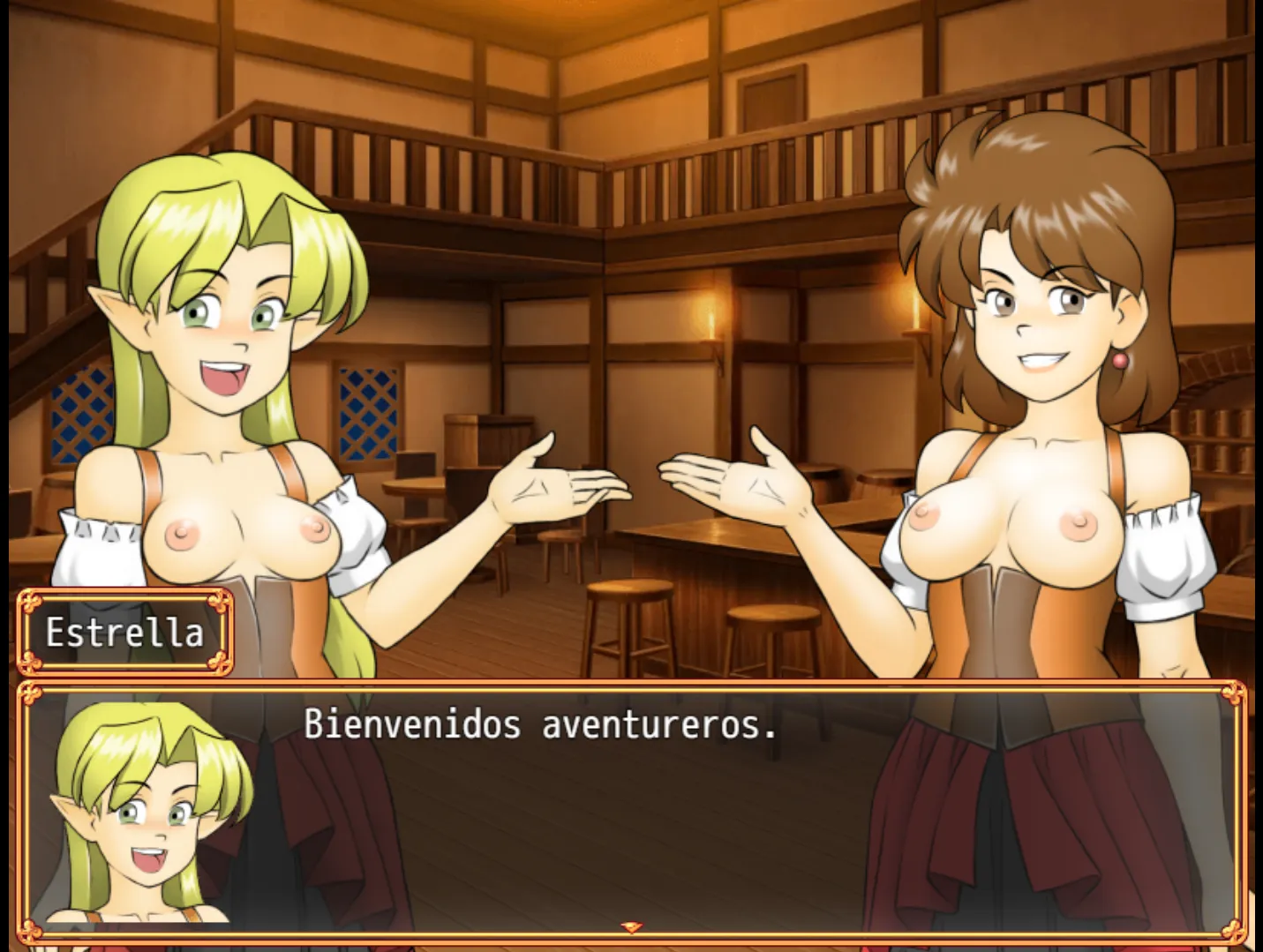 La Senda del Dragón RPG, escena del burdel. Hola amigos, estoy haciendo mi videojuego RPG+18 donde puse mi arte en el diseño de personajes y enemigos además de las ilustraciones NSFW.