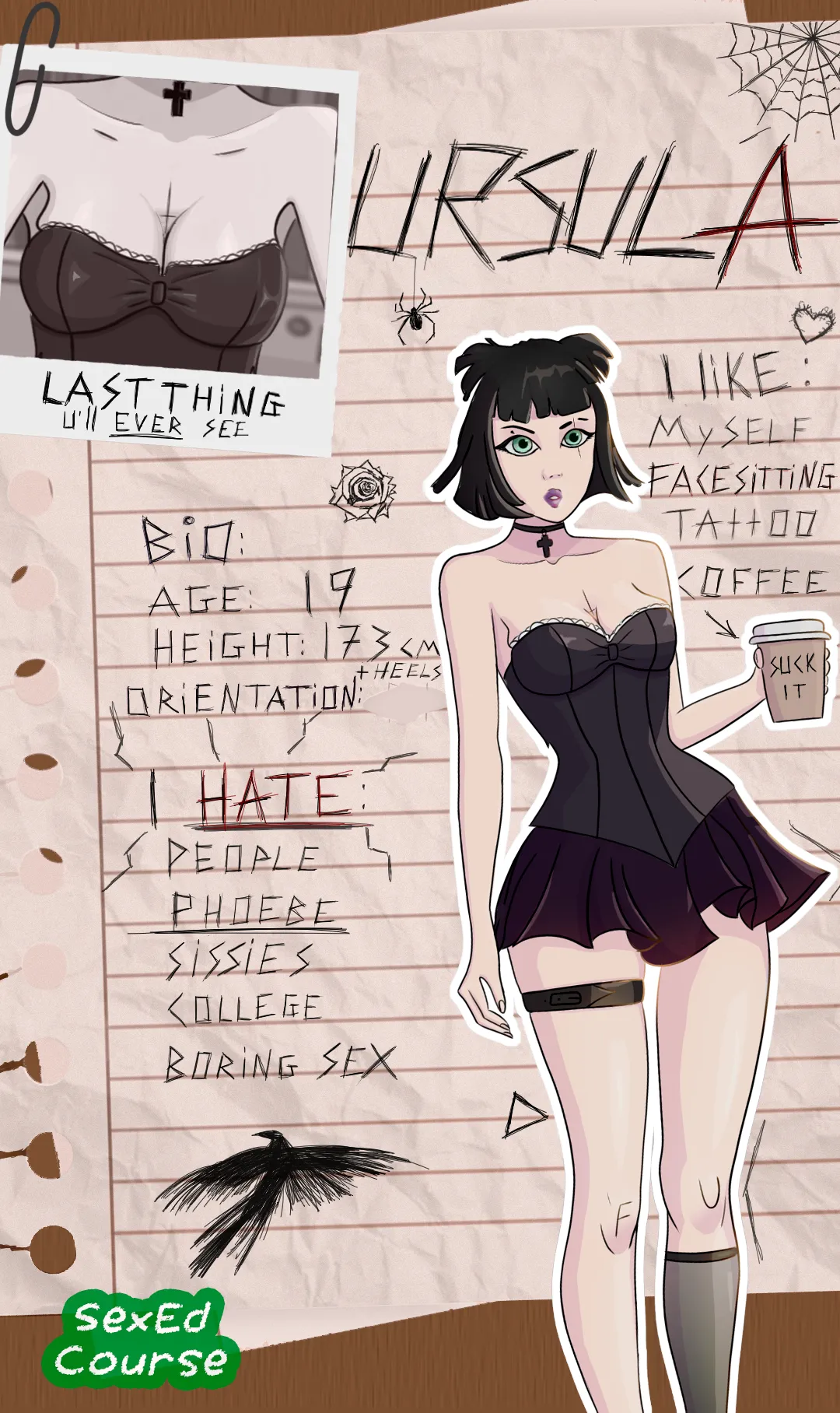 Meet your goth classmate in SexEd Course Chapter 1! The link is below