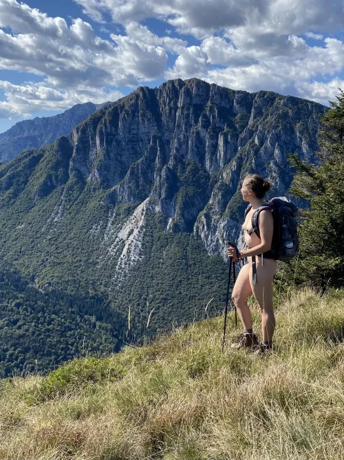 Nude hiking - enjoying the view