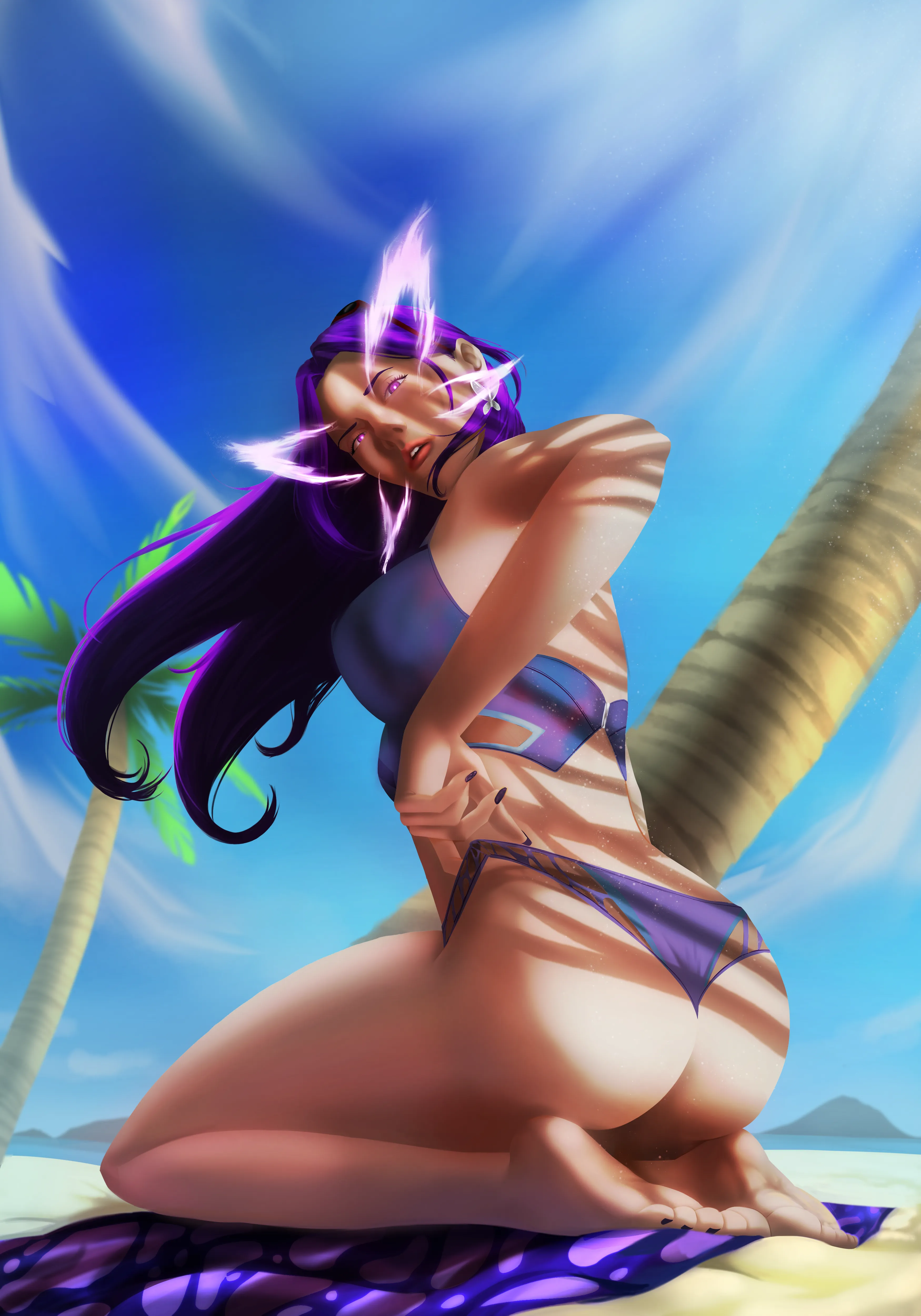Psylocke enjoying the summer (art by me)