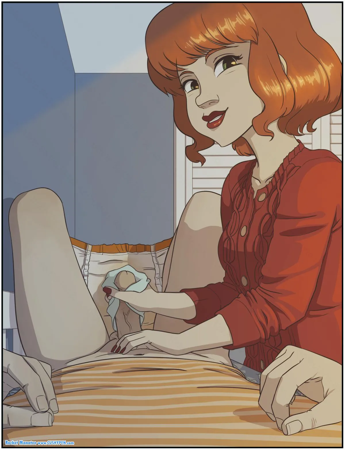 (Art by RocketManatee) are you gonna make a big creamy load? Or a watery piddle?