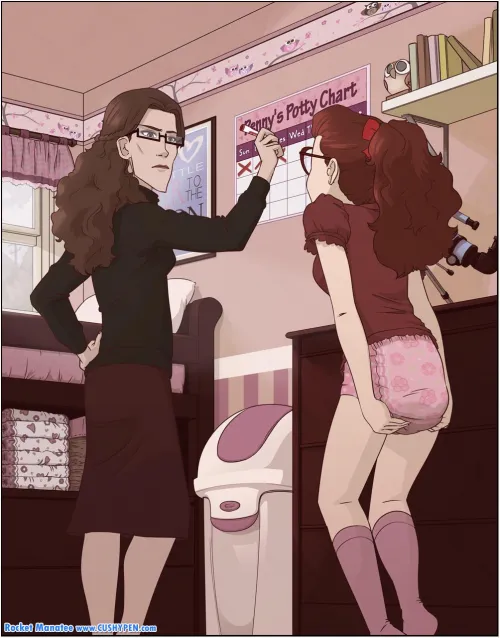 (Art by RocketManatee) No please, it was just one accident. Don’t demote me back to diapers!