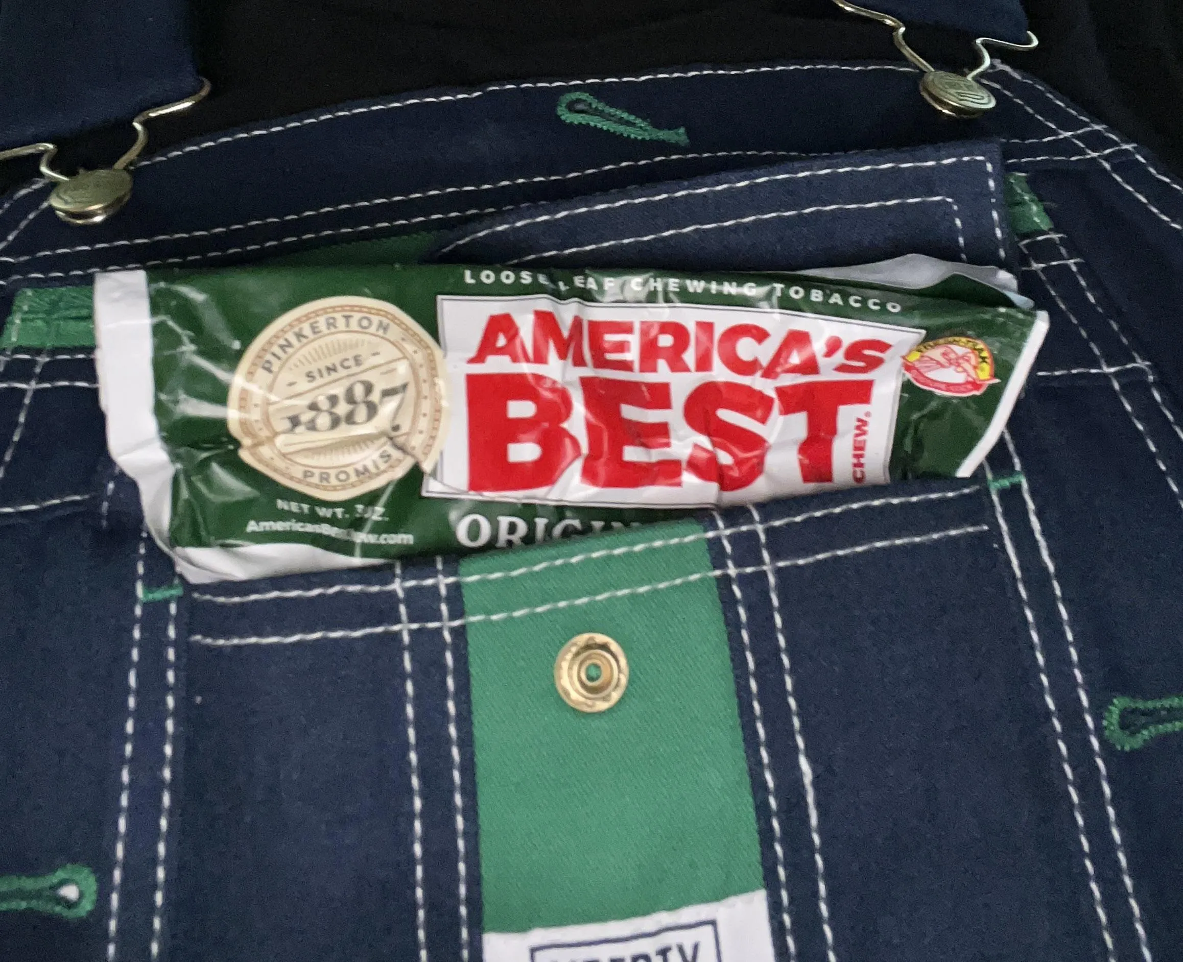 Found the best use for the front pocket on overalls