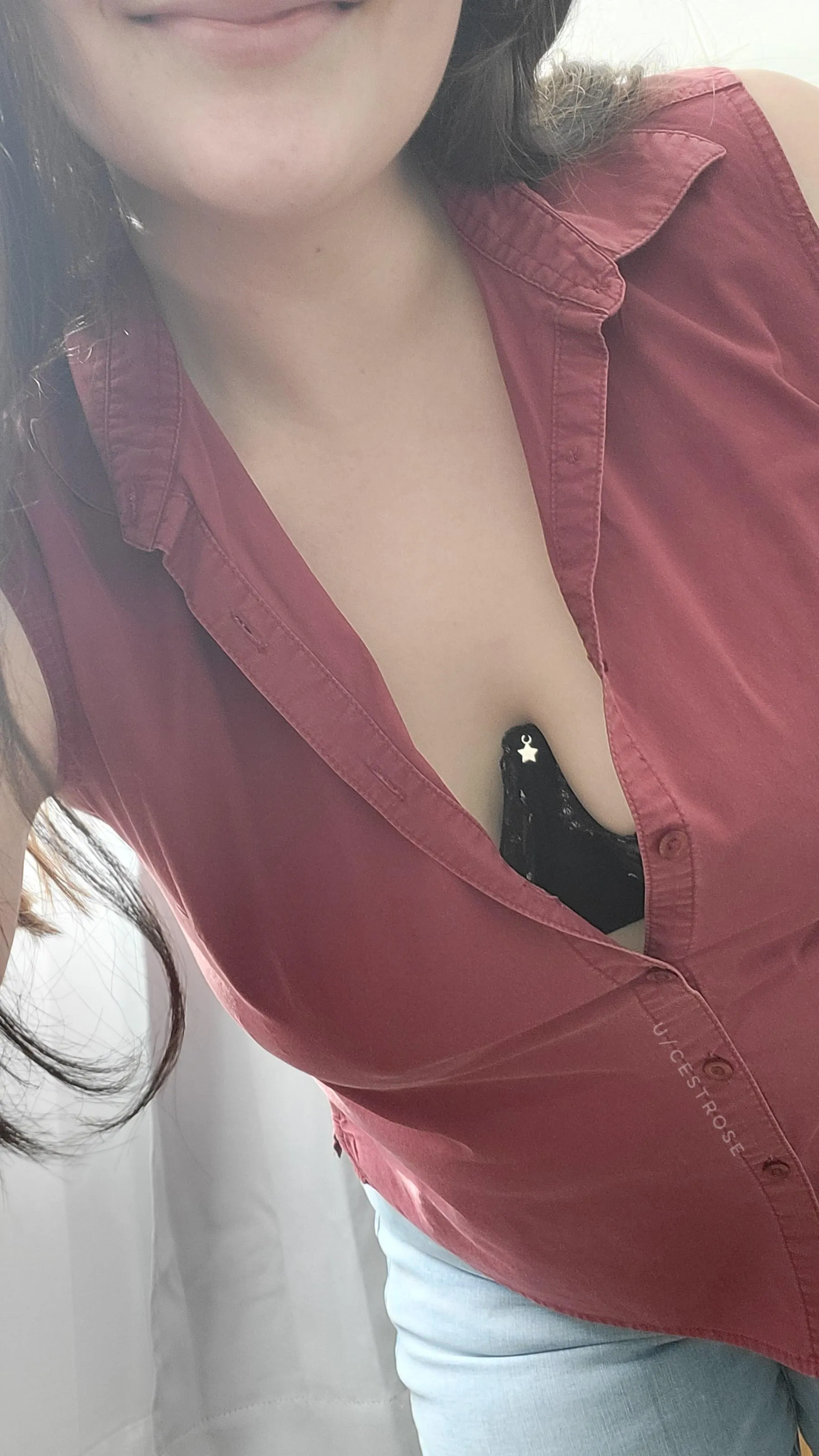 Some might say this top isn't sexy, but when a few buttons slip I know you'll be peeking