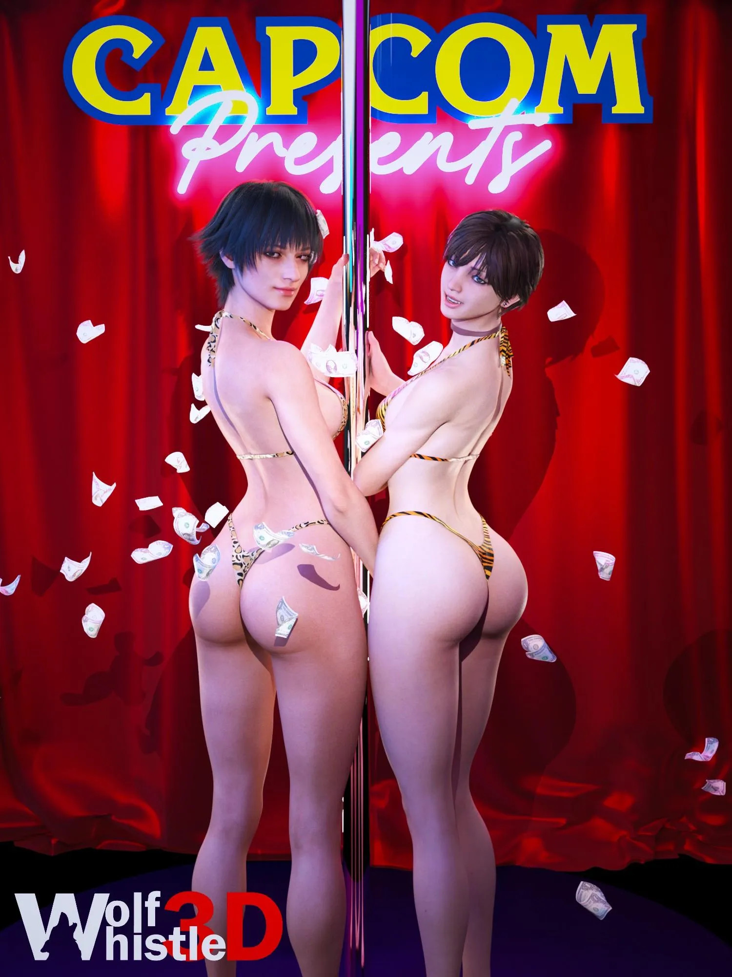 Lady and Rebecca making it rain on stage (WolfWhistle3D)