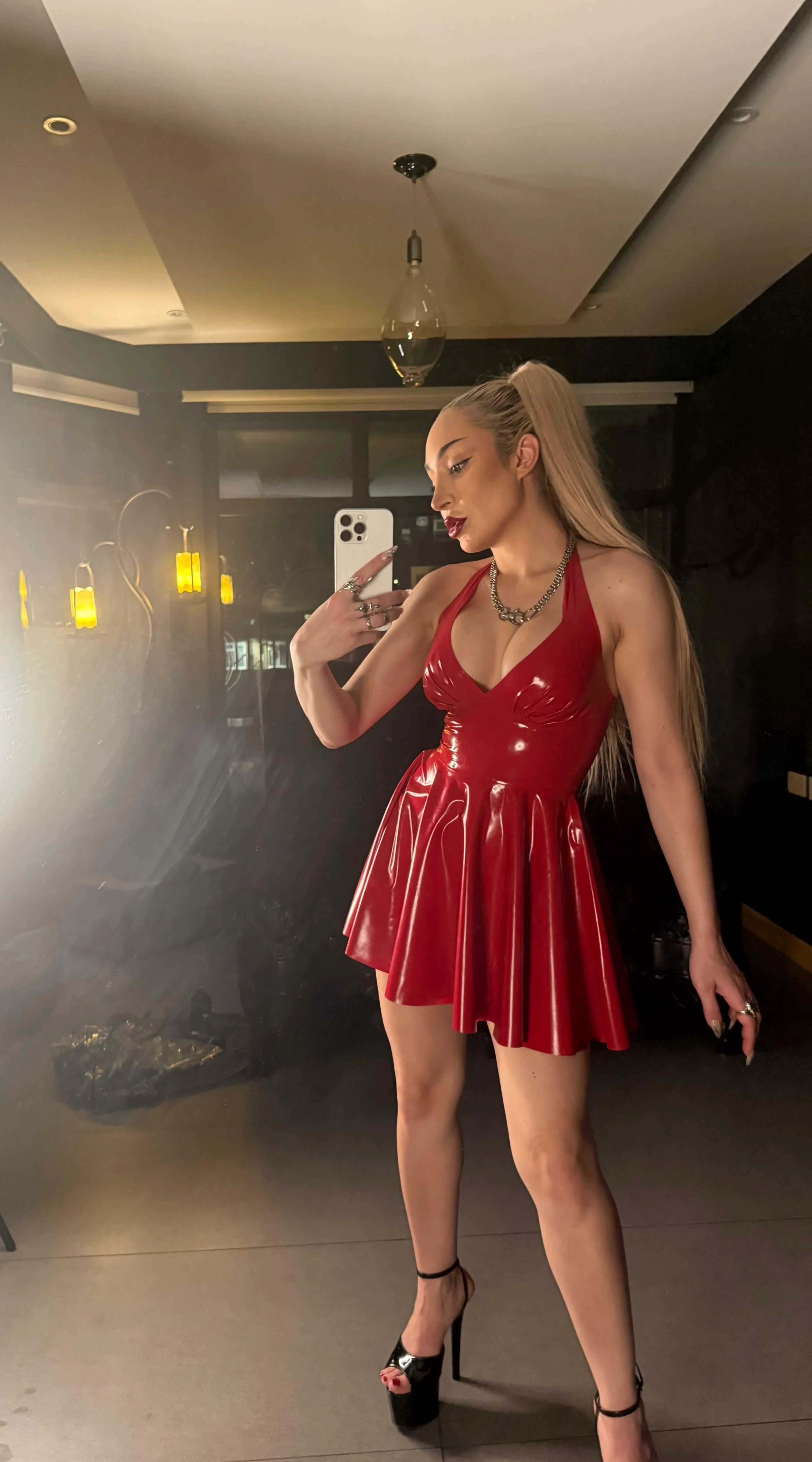 my red latex dress is on top