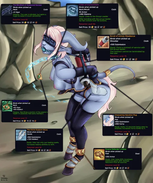 Trying out a new healer today! Dungeon didn't go too well but that's okay, the party is giving me new gear! Wait what is..Mpph! Mghh!!