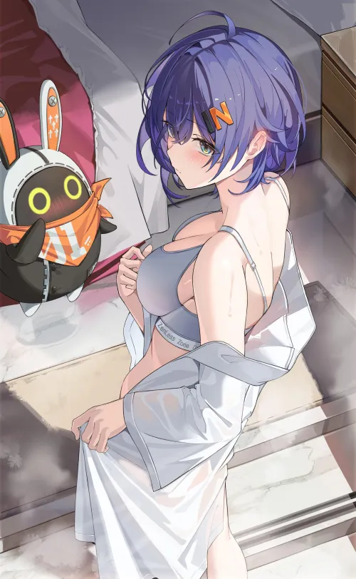 Belle in loose shirt