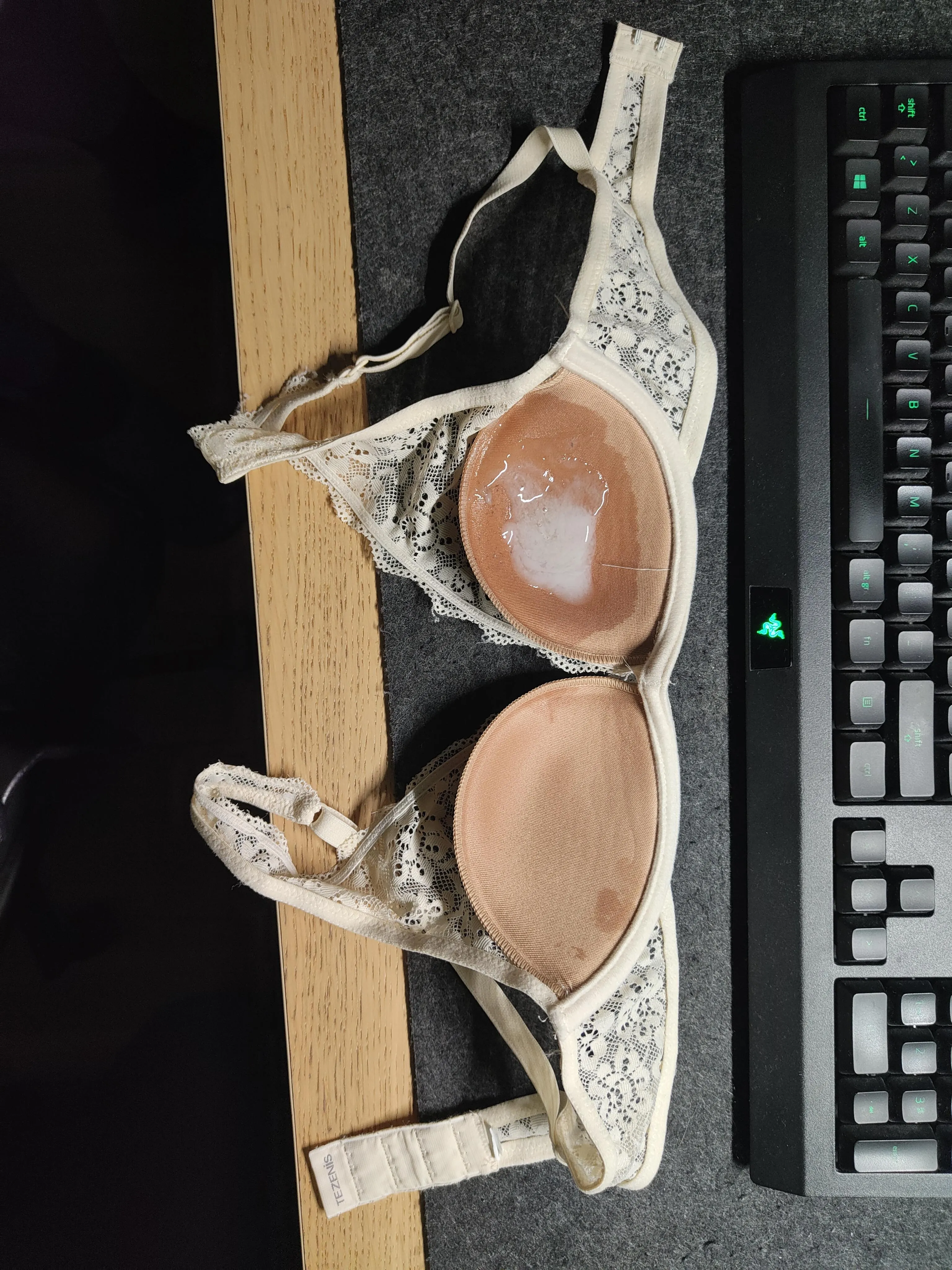 Cum on 32B Tezenis Bralette from GF