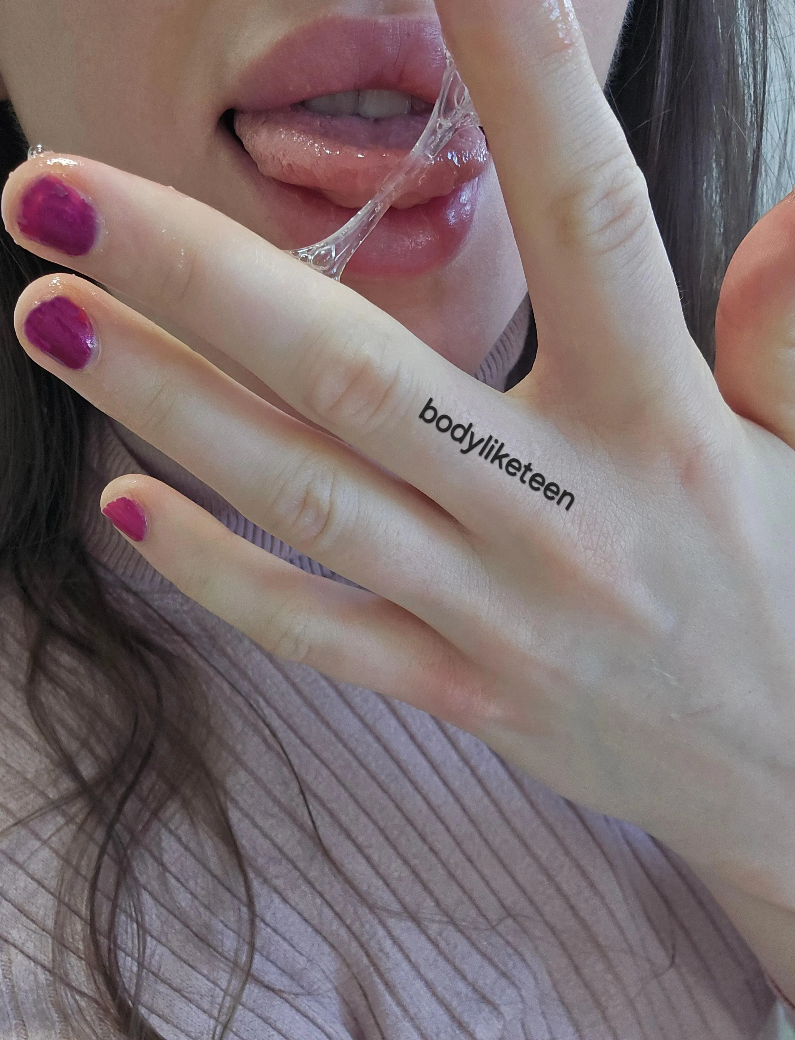 Extremely sticky grool on my tongue. Does it turn you on? :p