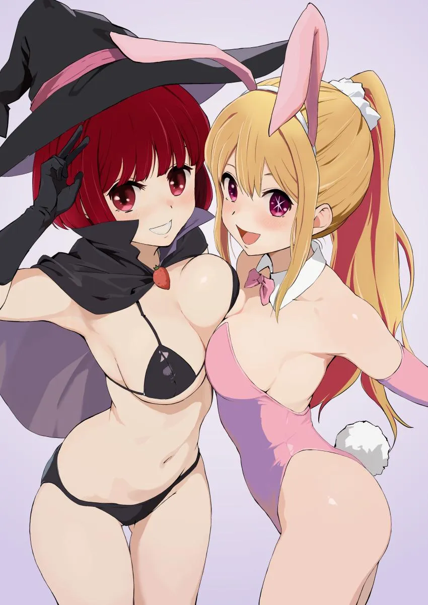 kana and ruby posing for a cosplay photoshoot