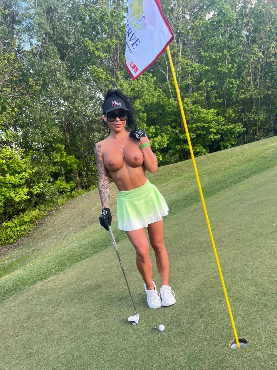 Playing topless golf with my husbands friends in florida , Giving the winner a 19th hole with me of course